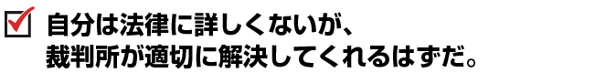 自分は法律に詳しくないが、裁判所が適切に解決してくれるはずだ。